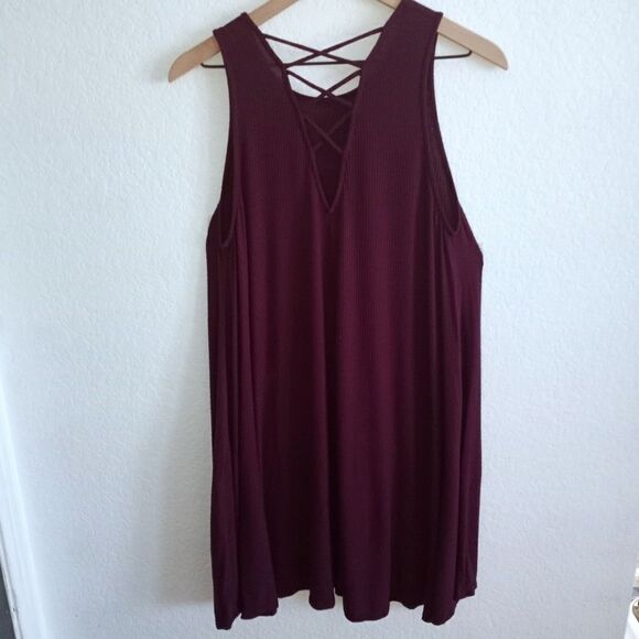ALYA PLUM CRISSCROSS BACK SWING DRESS SZ.M EUC - Picture 2 of 3